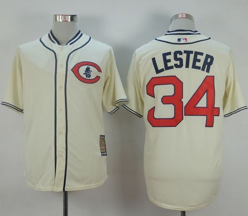 Cubs #34 Jon Lester Cream 1929 Turn Back The Clock Stitched MLB Jersey - Click Image to Close